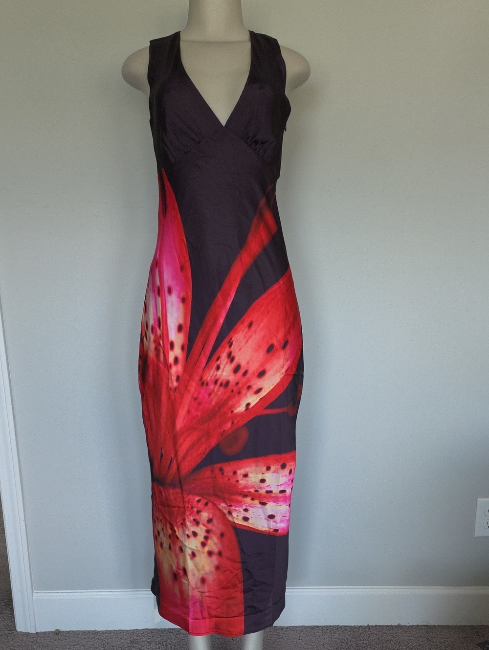 Abercrombie & Fitch purple floral The Julia Slip Cowl-back maxi dress-SP